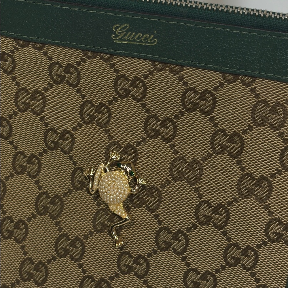 Gucci Brown and Green GG Monogram Tote - Picture 2 of 16
